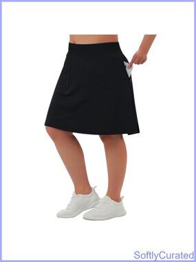 Plus Size Skort Knee Length Skirt with Pockets and Built-in Shorts
